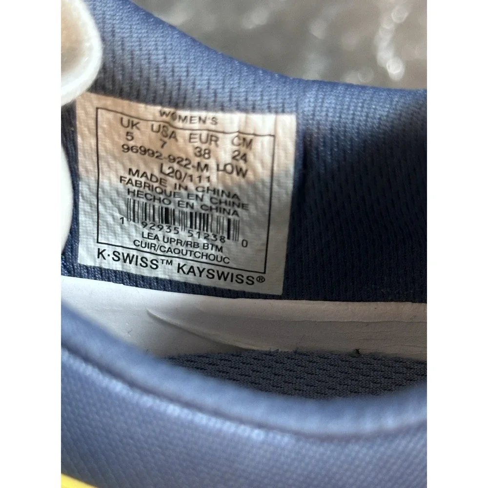 K-Swiss Women's Shoes Size 7. White Blue Yello Low-Top Lace Logo Walking Retro